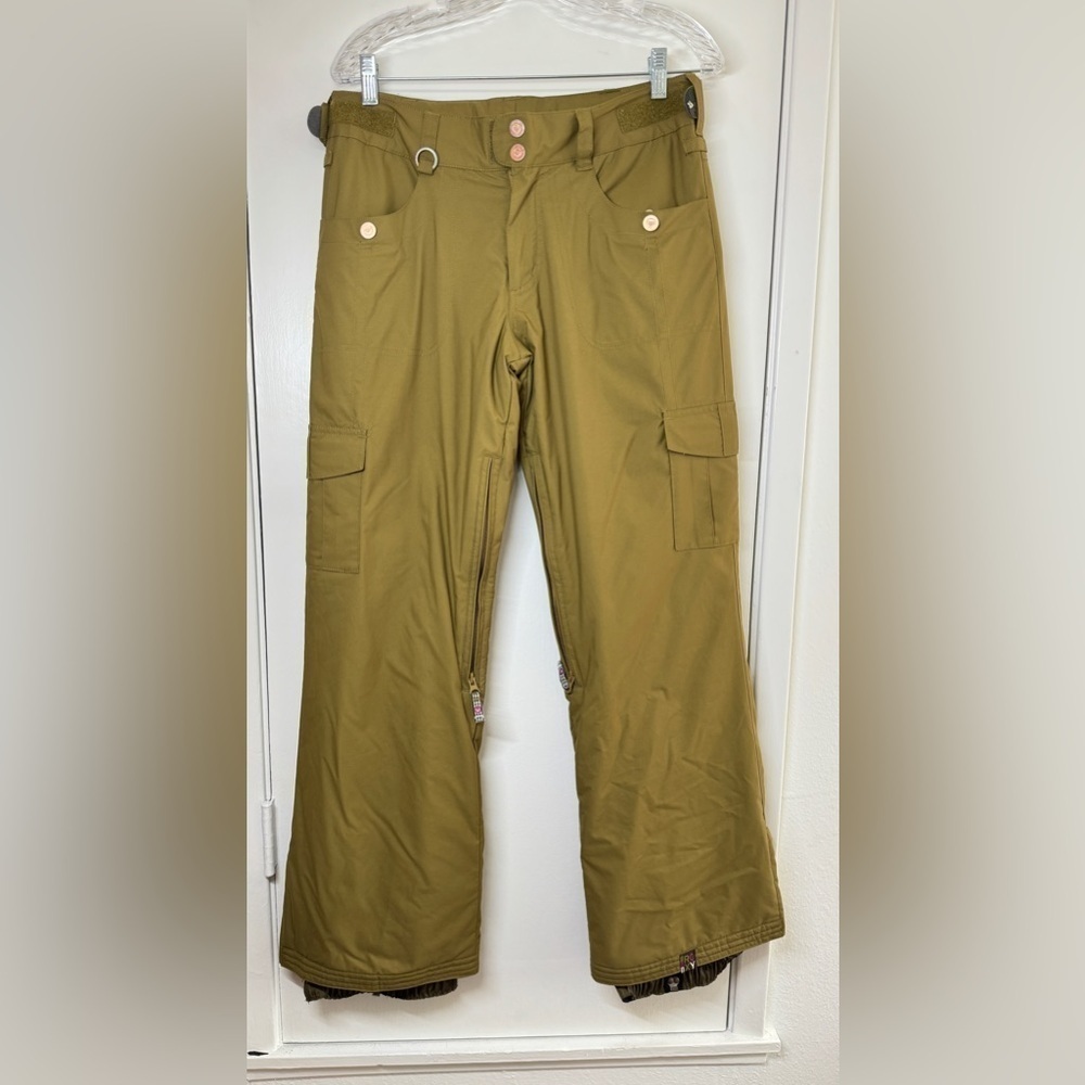 Roxy Green Snow Snowboarding Winter Zipper Pocket Pants Size Small